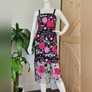 SAM EDELMAN size 0 Floral Embroidered‎ Women's Midi Dress